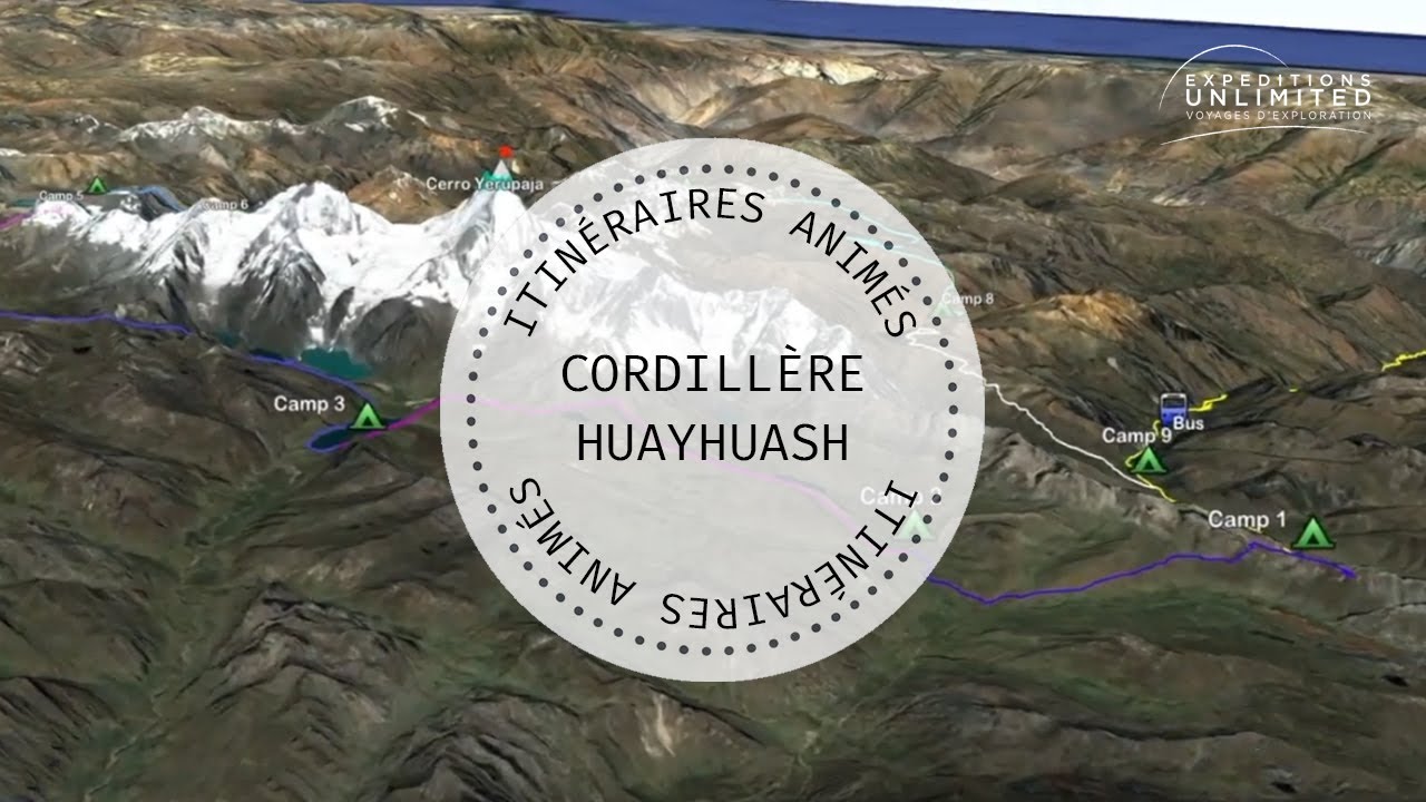 Le grand tour de la Cordill&egrave;re Huayhuash, P&eacute;rou -  Itin&eacute;raire anim&eacute;