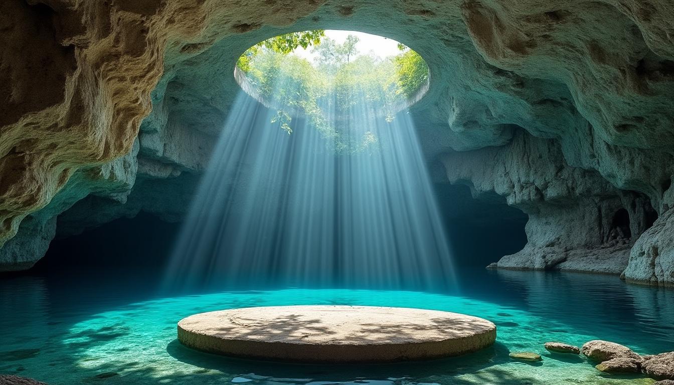 découvrez le cenote suytun, le joyau photogénique du yucatán, célèbre pour sa plateforme centrale et ses jeux de lumière enchanteurs, idéal pour des photos inoubliables.