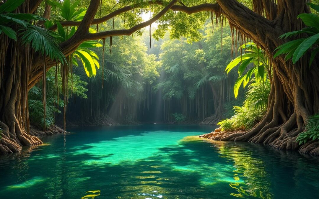 Cenote Verde Lucero : nature sauvage et eaux émeraude