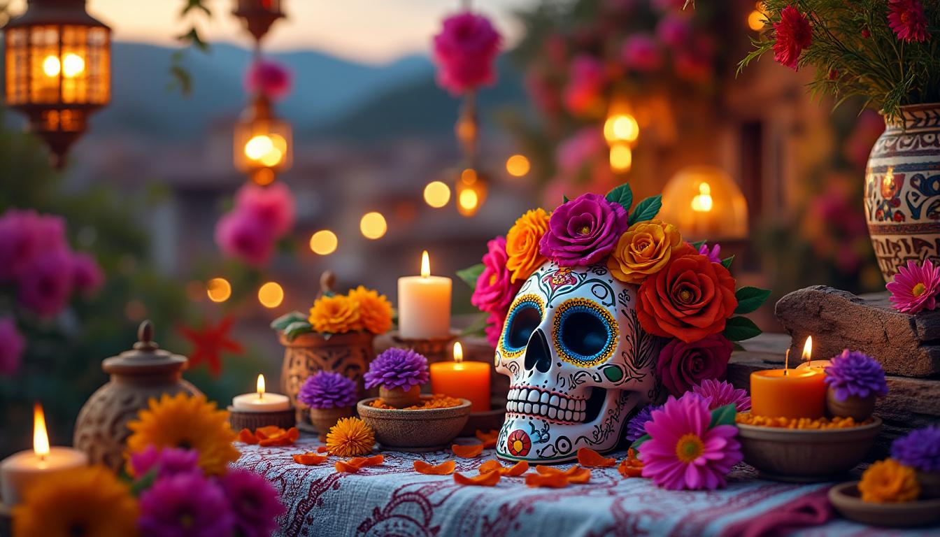 Signification de la tête de mort mexicaine : histoire, symboles et traditions découvrez la signification de la tête de mort mexicaine, son histoire riche, ses symboles et les traditions qui l'entourent lors des célébrations du jour des morts.