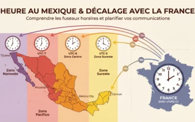 Heure au Mexique : fuseaux horaires et décalage avec la France